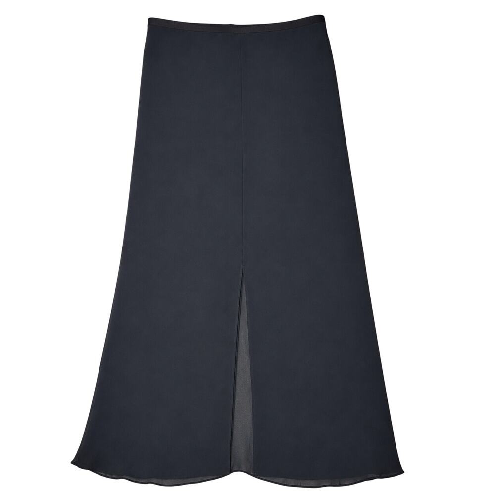 J Crew Gwyneth Chiffon Midi Slip Skirt Black Sheer 90s Retro Back Slit Medium - Picture 4 of 6